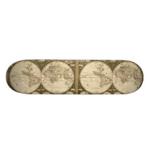 Antique 1660 World Map by Frederick de Wit Skateboard Decks
