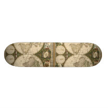 Antique 1660 World Map by Frederick de Wit Skate Deck