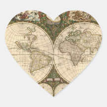 Antique 1660 World Map by Frederick de Wit Sticker
