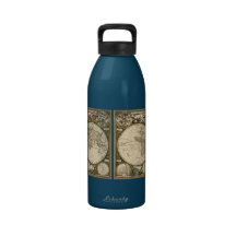 Antique 1660 World Map by Frederick de Wit Reusable Water Bottles