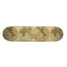 Antique 1786 World Map by William Faden Skate Boards