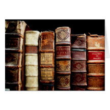 Antique 18th Century Design Leather Binding books Card