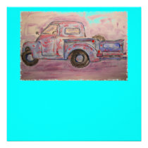 antique blue patina truck invitations
