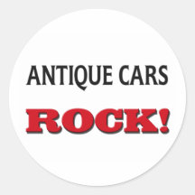 Antique Cars Rock Round Sticker