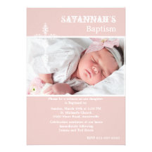 Antique Cross Blush Photo Religious Invitation