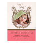 Antique Frame Baby Birth Announcement (pink)
