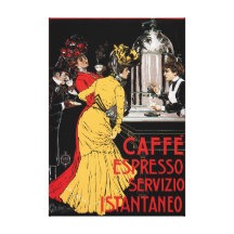 Antique Italian Coffee Bar Espresso Ad Poster Gallery Wrapped Canvas