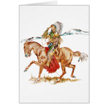 Antique Japanese Indian Chief Card