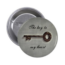Antique key button, key to my heart or your words