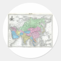 Antique Map of Asia circa 1800s Round Stickers