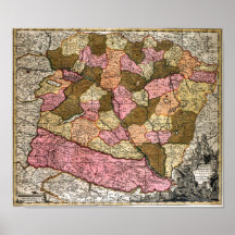 Antique Map of Hungary Print