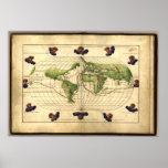 Antique Map of the World Agnese Atlas 1544 A.D. Posters