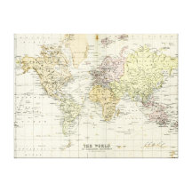 Antique Map of the World Stretched Canvas Prints