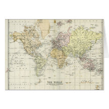 Antique Map of the World Greeting Cards