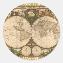 ANTIQUE MAP ROUND STICKERS