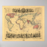 Antique Map - The British Empire 1850 Print