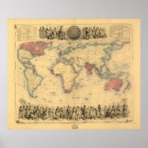 Antique Map - The British Empire 1850 Print