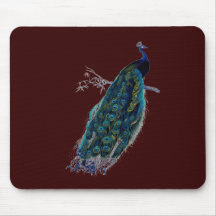 Antique Natural History Print Peacock Mouse Pads