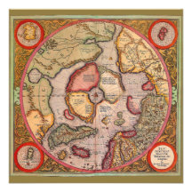 Antique Old World Map, Arctic North Pole, 1595 Custom Announcements