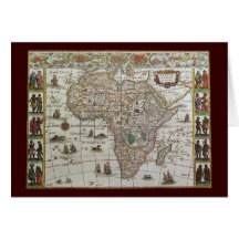 Antique Old World Map of Africa, c. 1635 Greeting Cards