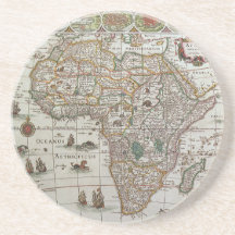 Antique Old World Map of Africa, c. 1635 Beverage Coasters