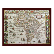 Antique Old World Map of Africa, c. 1635 Custom Announcements