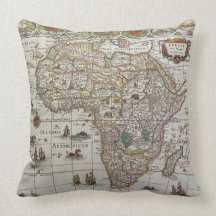 Antique Old World Map of Africa, c. 1635 Pillows