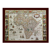 Antique Old World Map of Africa, c. 1635 Postcards