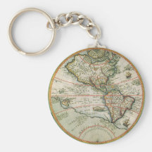 Antique Old World Map of the Americas, 1597 Key Chains