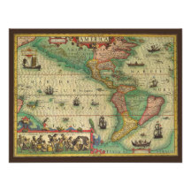 Antique Old World Map of the Americas, 1606 Personalized Invites