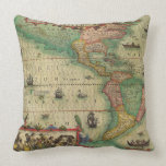 Antique Old World Map of the Americas, 1606 Pillows