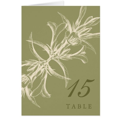 Antique Olive Floral Table Number Cards