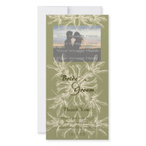 Antique Olive Floral Thank You Photo Card