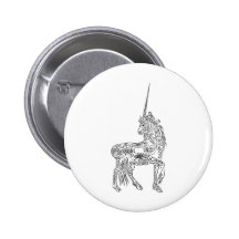 Antique Pen Flourish Calligraphy Unicorn Button