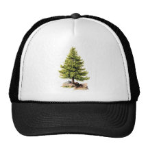 Antique Pine Tree Print Trucker Hat