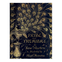 Antique Pride and Prejudice Peacock Edition Cover Postcard