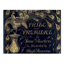 Antique Pride and Prejudice Peacock Edition Cover Postcard