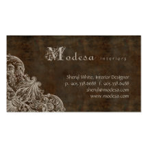 Antique Scroll Business Card Interior Design Brown