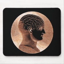 Antique Style Golden Mind Phrenology head Mousepads