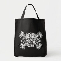 Antique Sugar Skull & Crossbones Canvas Bags