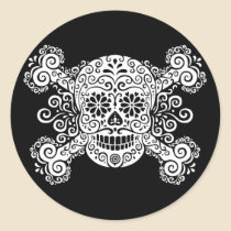 Antique Sugar Skull & Crossbones stickers