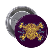 Antique Sugar Skull Pinback Buttons