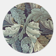 Antique wallpaper leaves round sticker