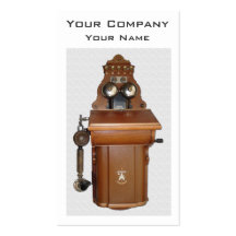 Antique Wooden Wall Telephone Business Card