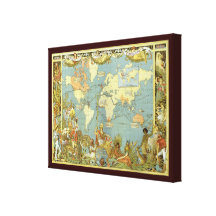 Antique World Map, British Empire, 1886 Gallery Wrap Canvas