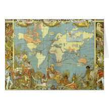 Antique World Map, British Empire, 1886 Greeting Cards