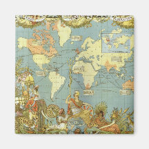 Antique World Map, British Empire, 1886 Fridge Magnet