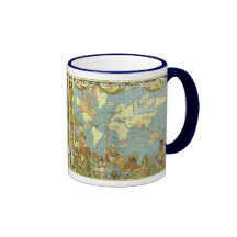 Antique World Map, British Empire, 1886 Mugs