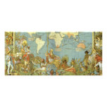 Antique World Map, British Empire, 1886 Full Color Rack Card