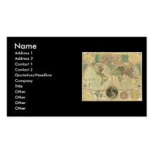 Antique World Map by Carington Bowles, circa 1780 Business Cards